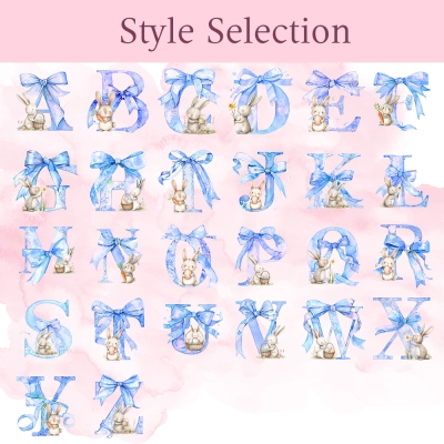 Personlig rosa rosett Initial Bunny Doll Leksak med namn, mjuk plysch kanin gosedjur minnessak, påskdekor, födelsedags-/påskpresent för barn/flickor