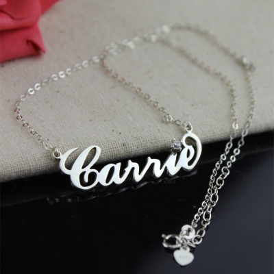 Collana in argento sterling con nome Carrie e pietra portafortuna, regalo per donne, mogli, mamme, fidanzate, figlie, amiche
