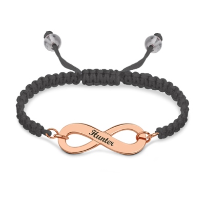 Bracciale con cavo a simbolo infinito inciso in oro rosa